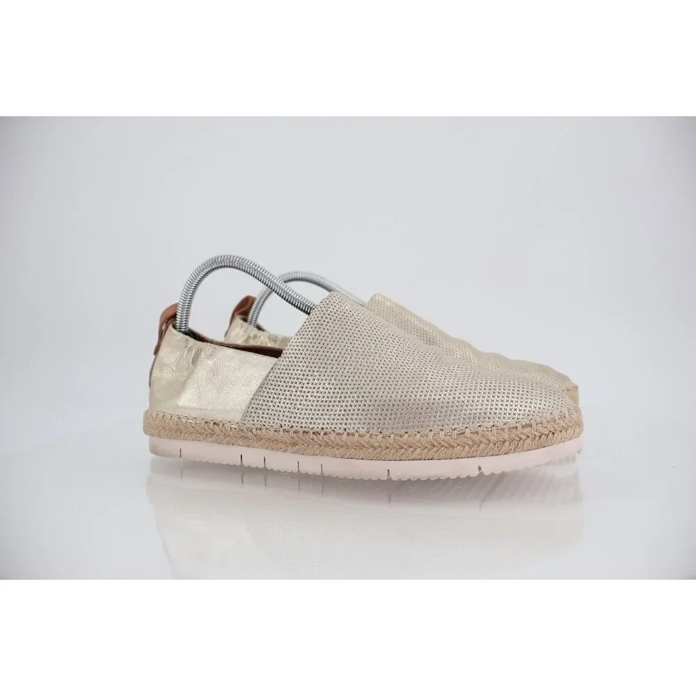 Gentle Souls Women's 10 Lara A-Line Sporty 2 Espadrilles Gold Leather Flats